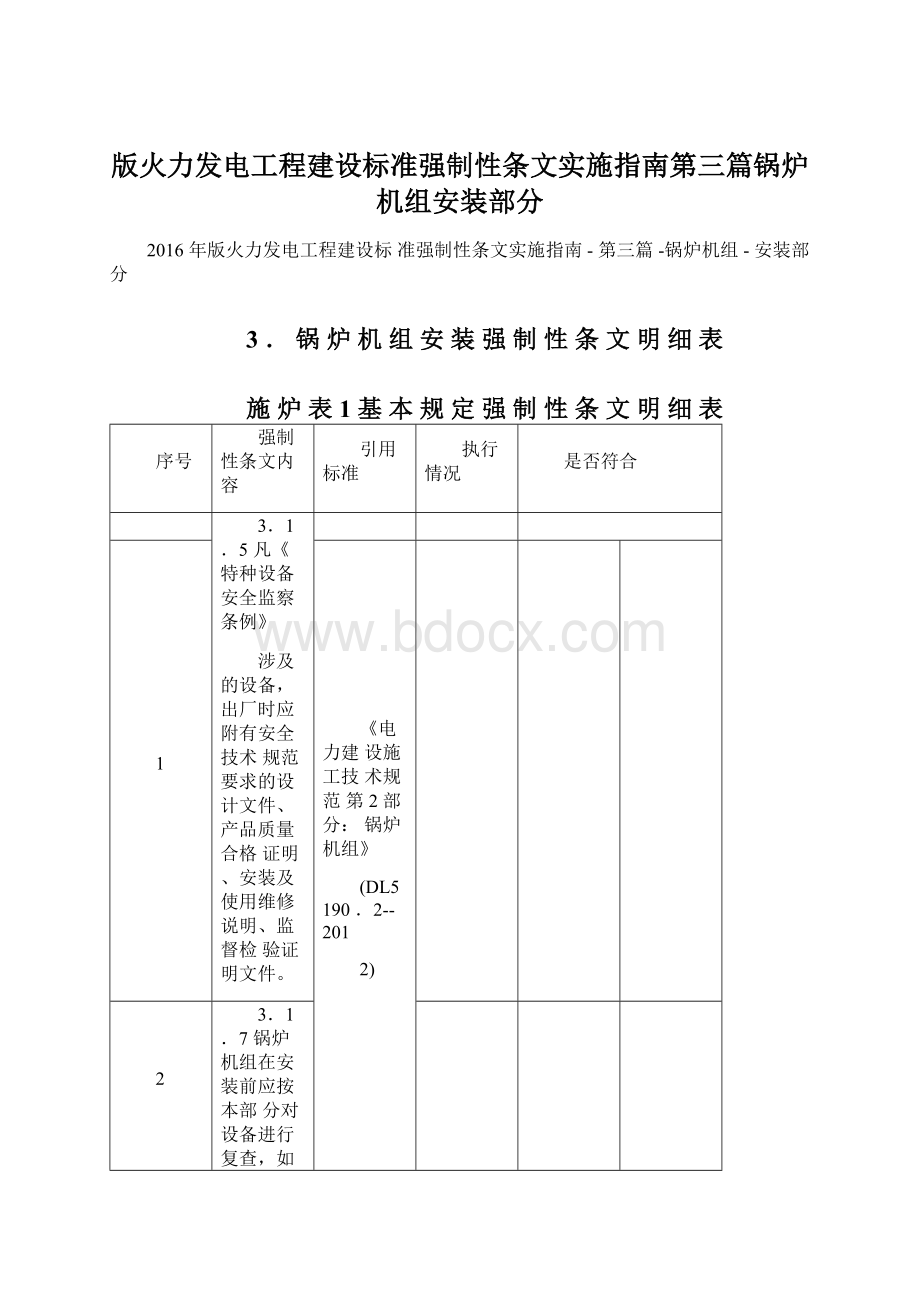 版火力发电工程建设标准强制性条文实施指南第三篇锅炉机组安装部分Word格式文档下载.docx