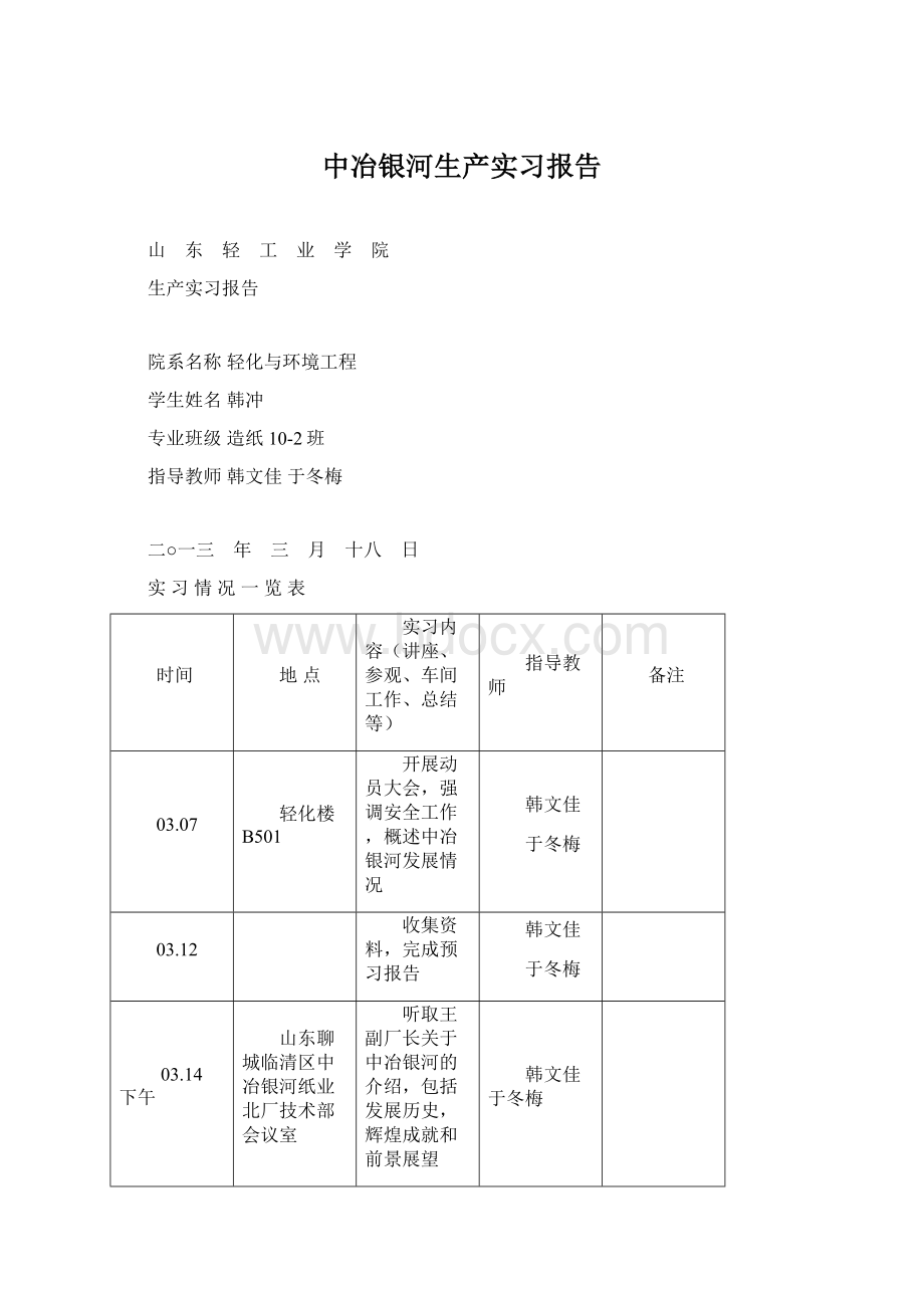 中冶银河生产实习报告.docx_第1页