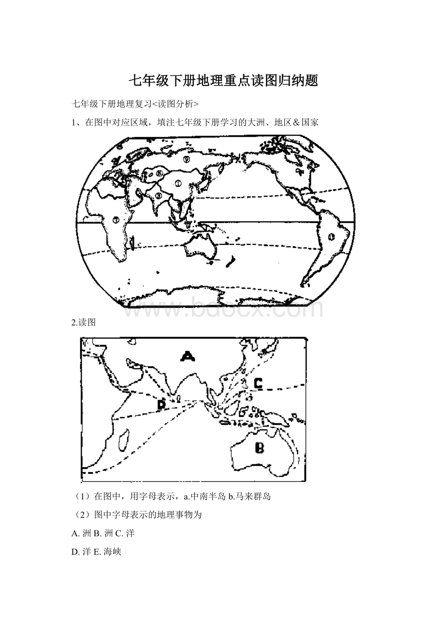 七年级下册地理重点读图归纳题Word文件下载.docx_第1页