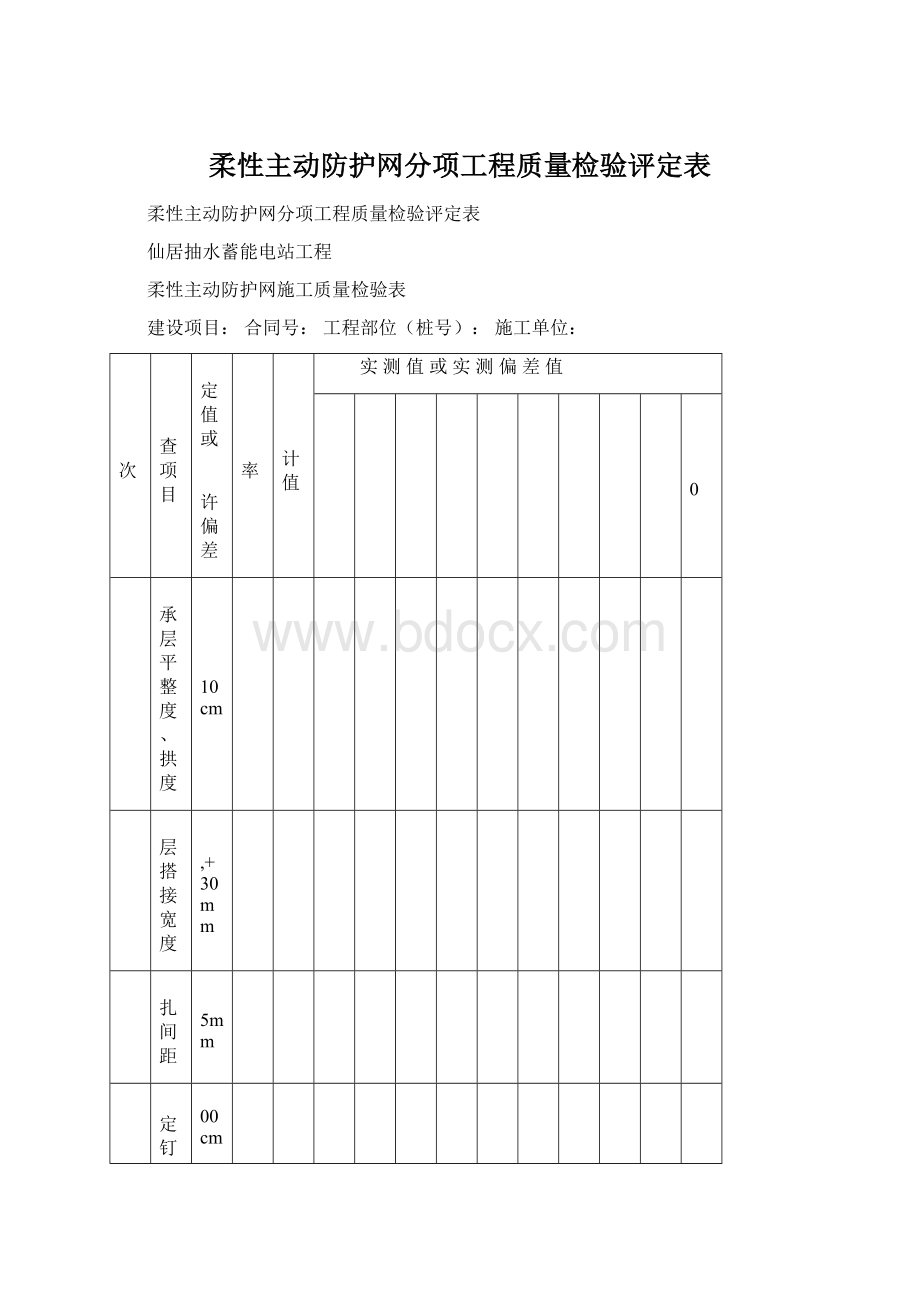 柔性主动防护网分项工程质量检验评定表.docx_第1页