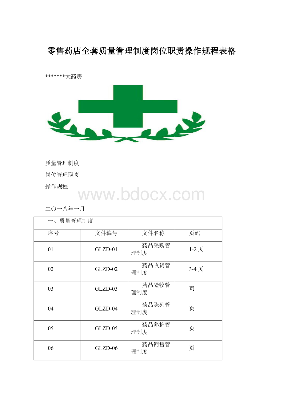 零售药店全套质量管理制度岗位职责操作规程表格Word文档下载推荐.docx