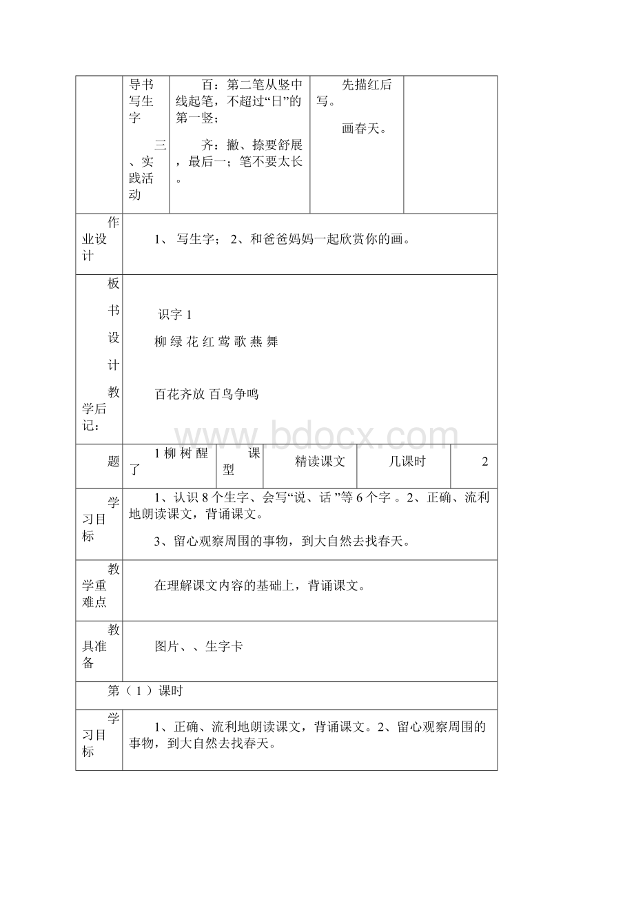 强烈推荐小学一年级语文下册全册电子教案表格式1.docx_第3页