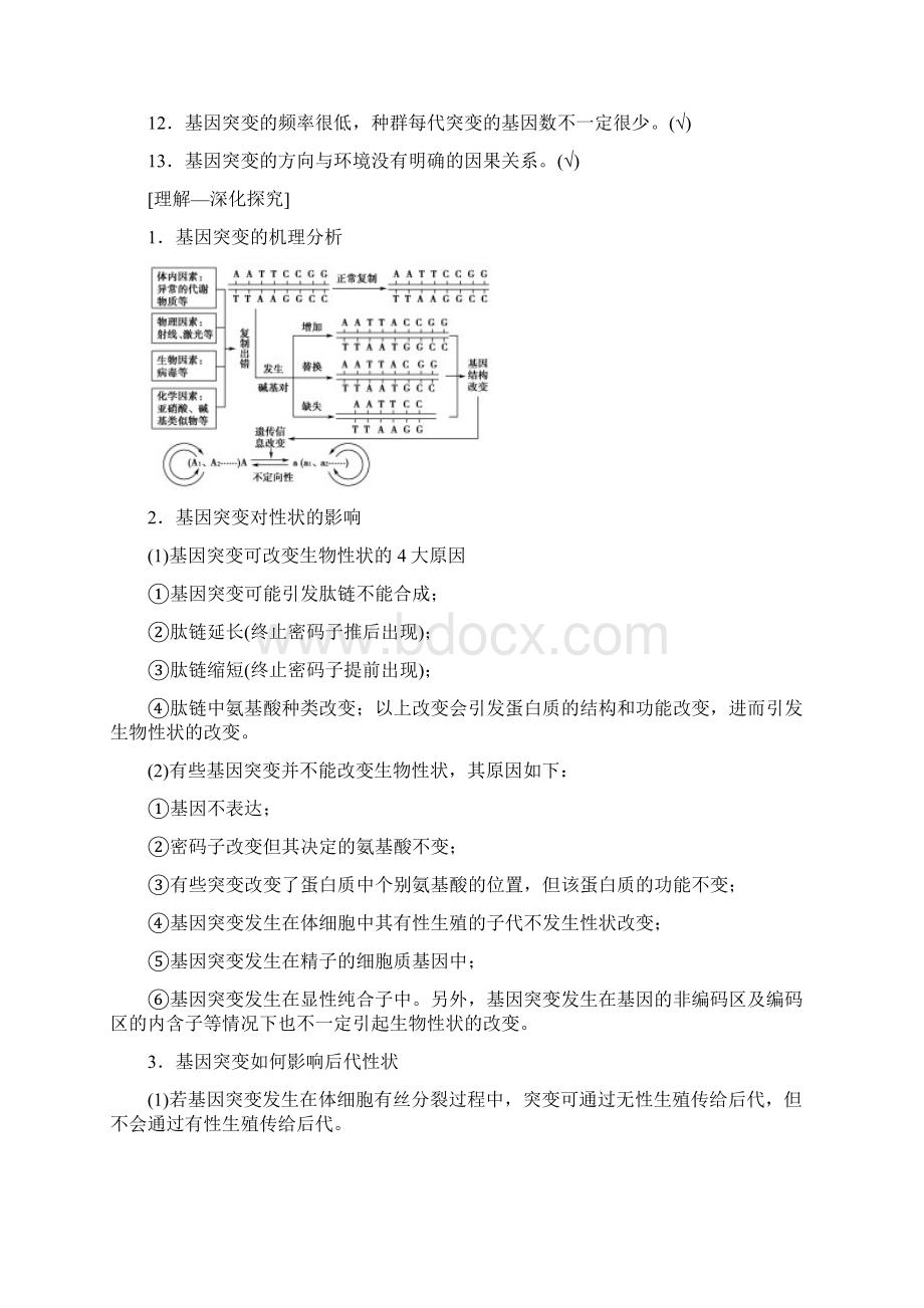 19版高考生物一轮复习第7单元生物的变异育种与进化第1讲基因突变和基因重组学案苏教版Word文档下载推荐.docx_第3页