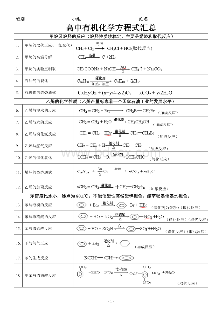 高中有机化学方程式汇总.doc