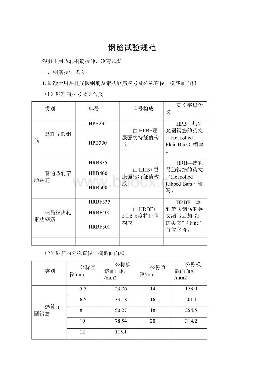 钢筋试验规范Word格式文档下载.docx