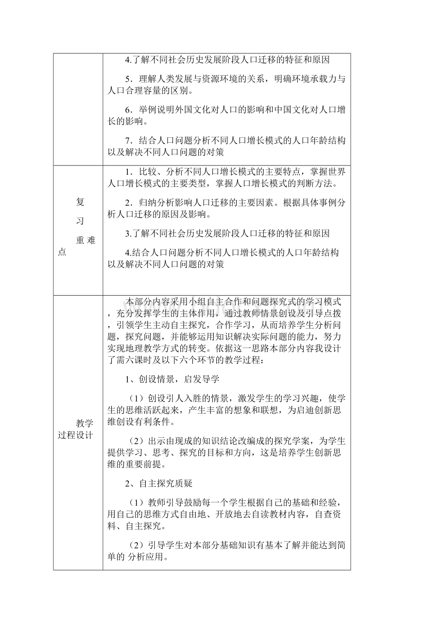 高三地理一轮复习教学设计人口与环境.docx_第2页