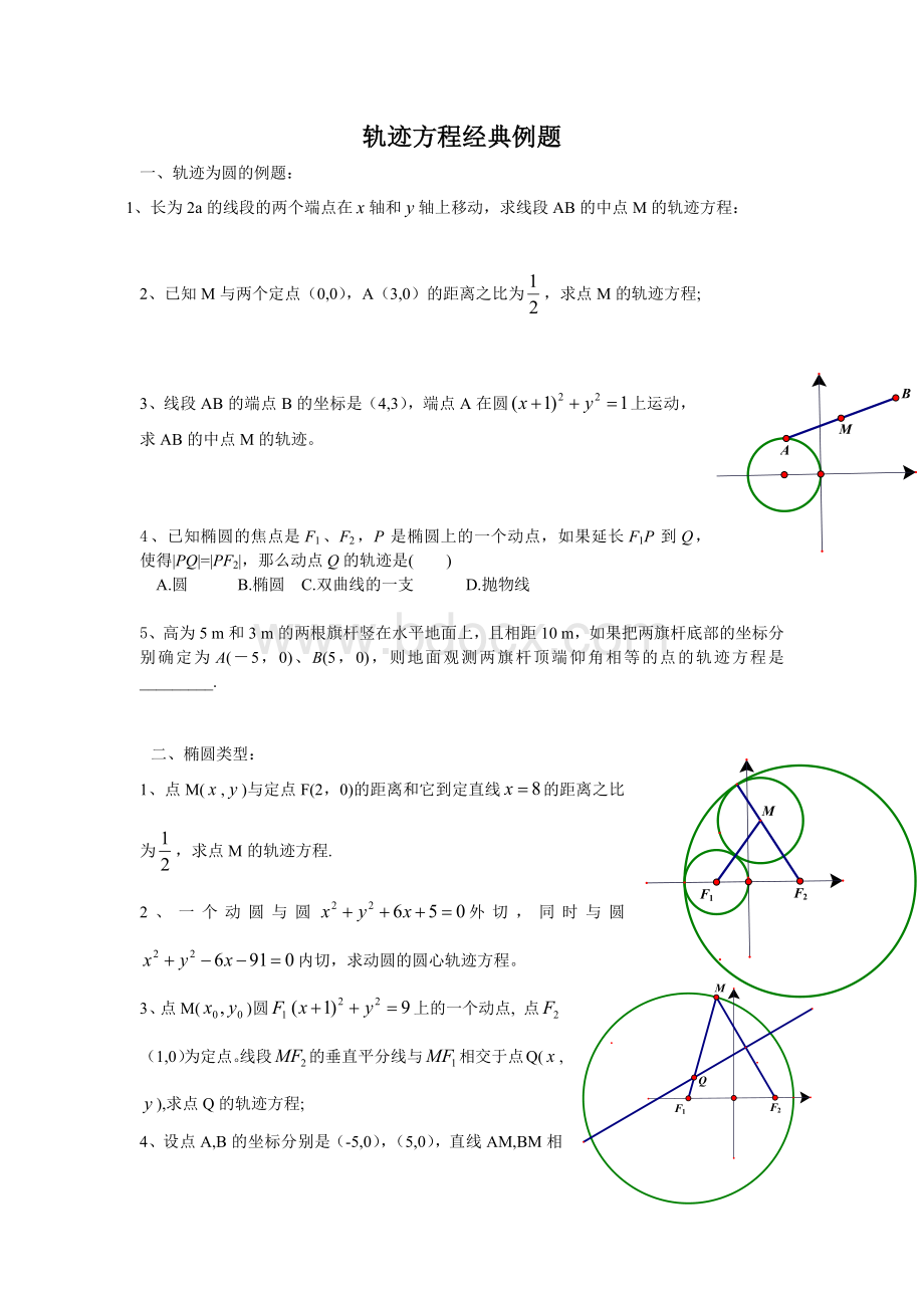 轨迹方程经典例题Word文档格式.docx_第1页