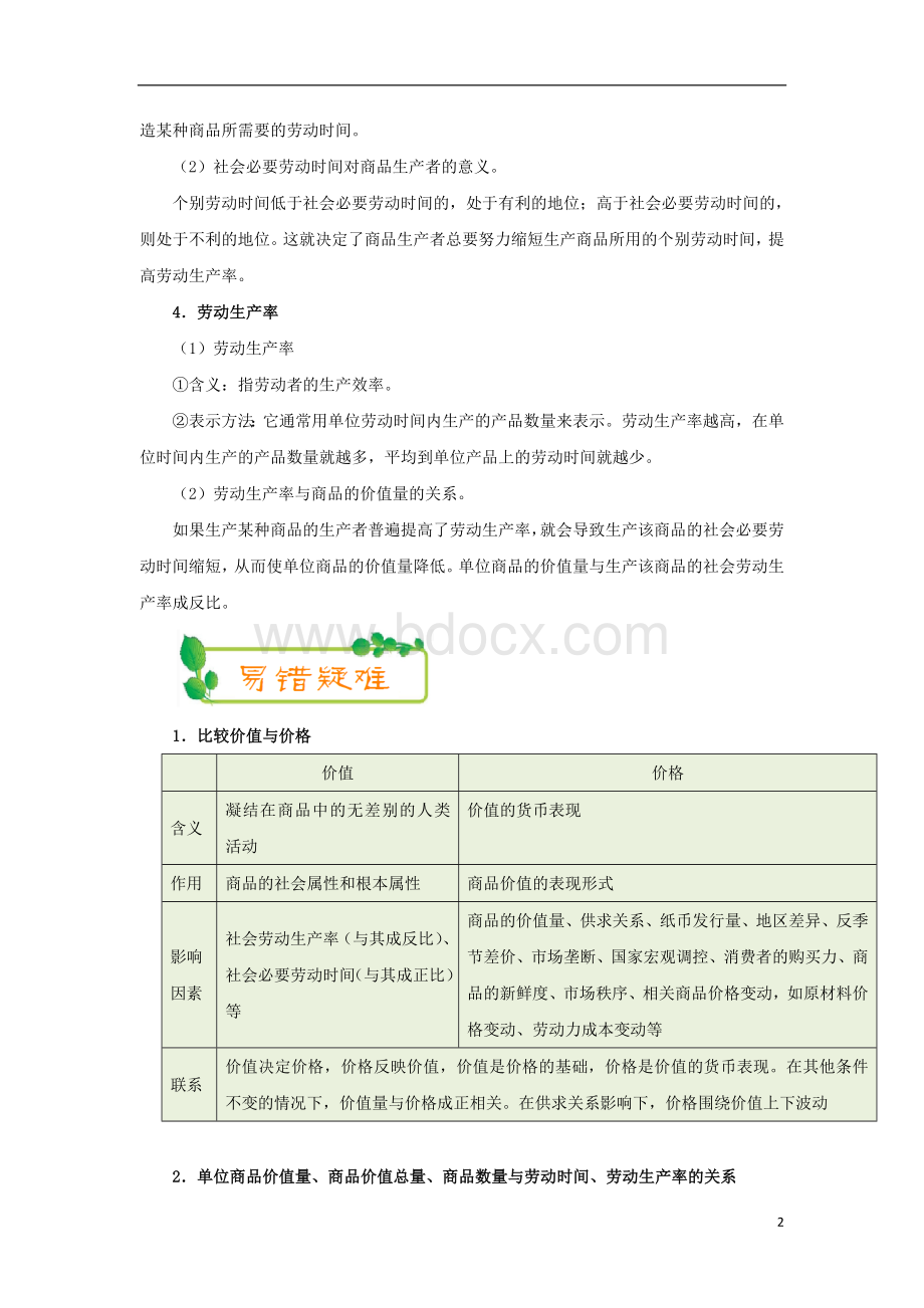 高中政治第周价值决定价格Word文档格式.doc_第2页