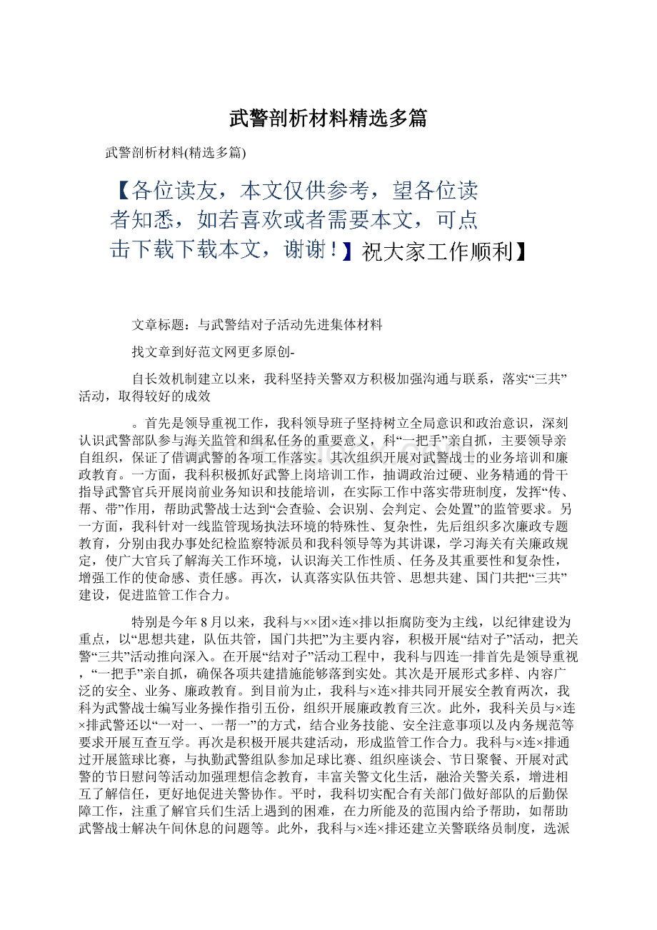 武警剖析材料精选多篇Word格式.docx