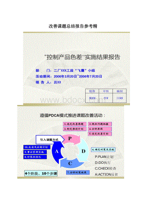 改善课题总结报告参考精文档格式.docx