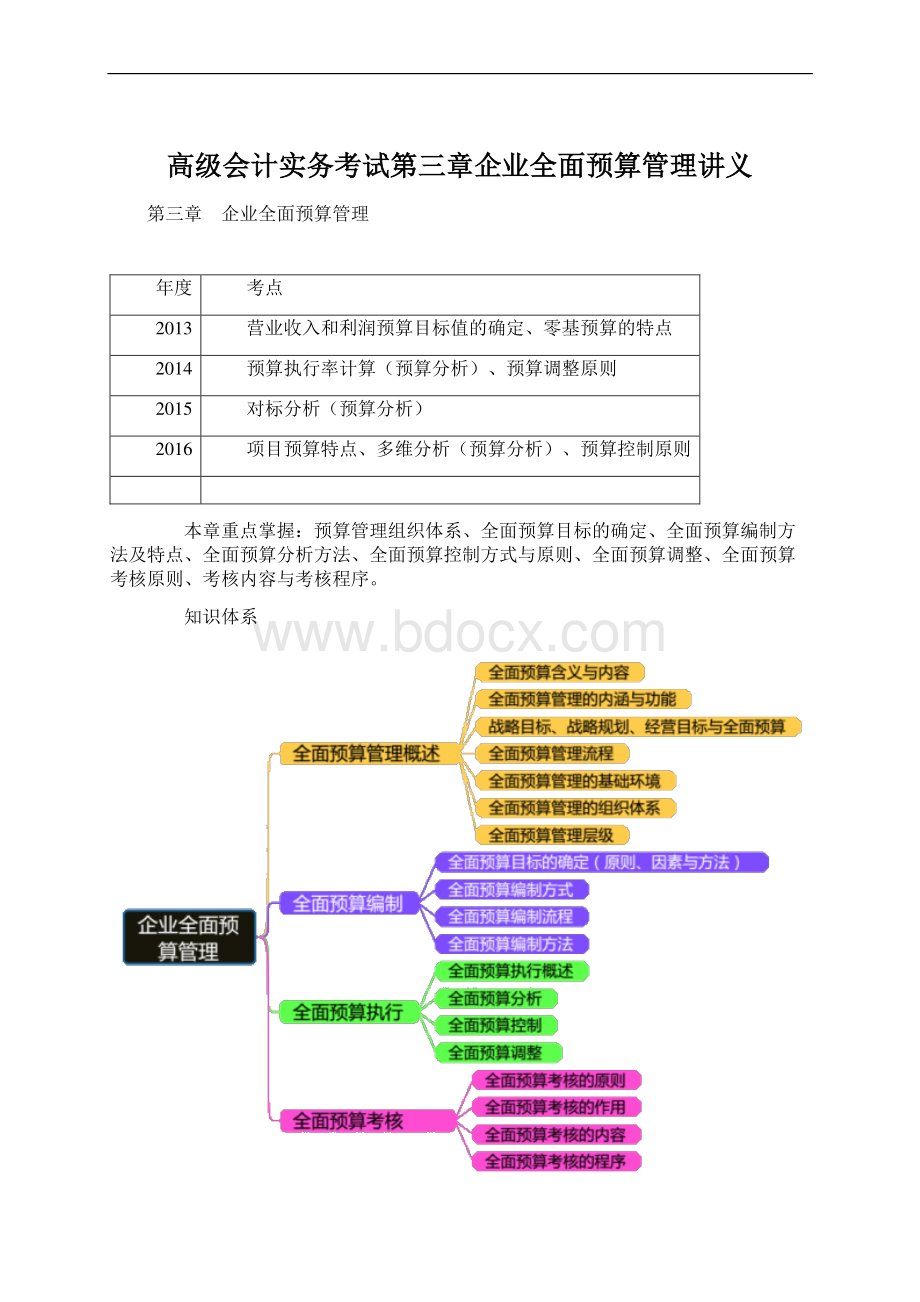 高级会计实务考试第三章企业全面预算管理讲义.docx