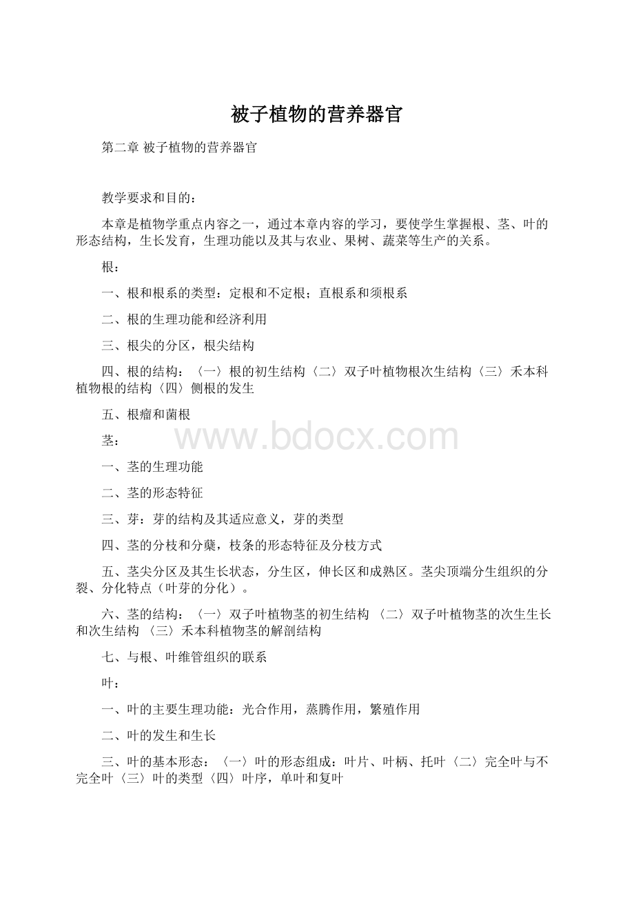 被子植物的营养器官Word文档格式.docx