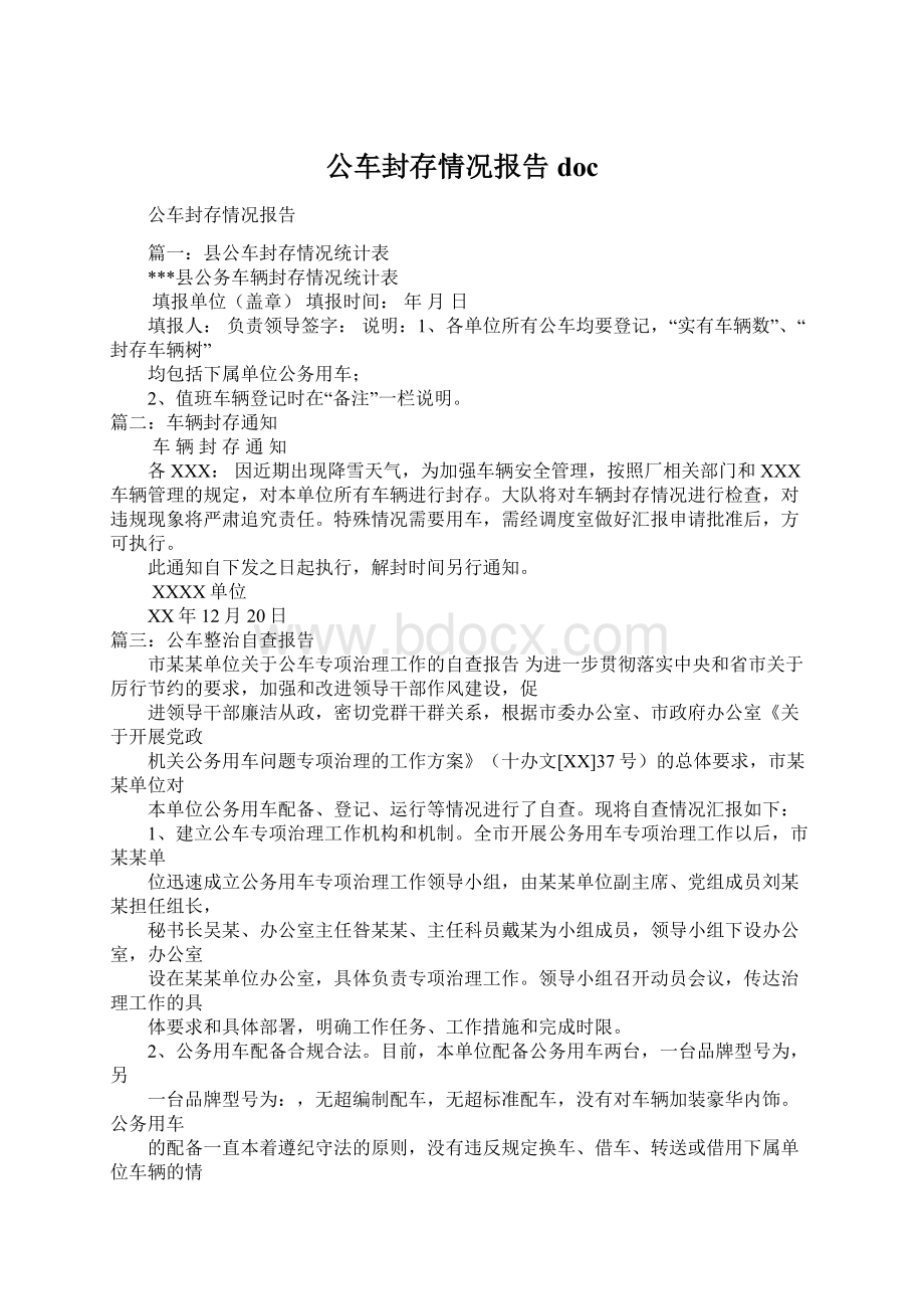 公车封存情况报告doc.docx