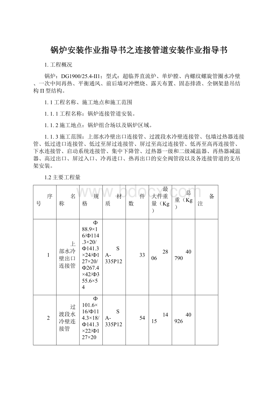 锅炉安装作业指导书之连接管道安装作业指导书.docx_第1页