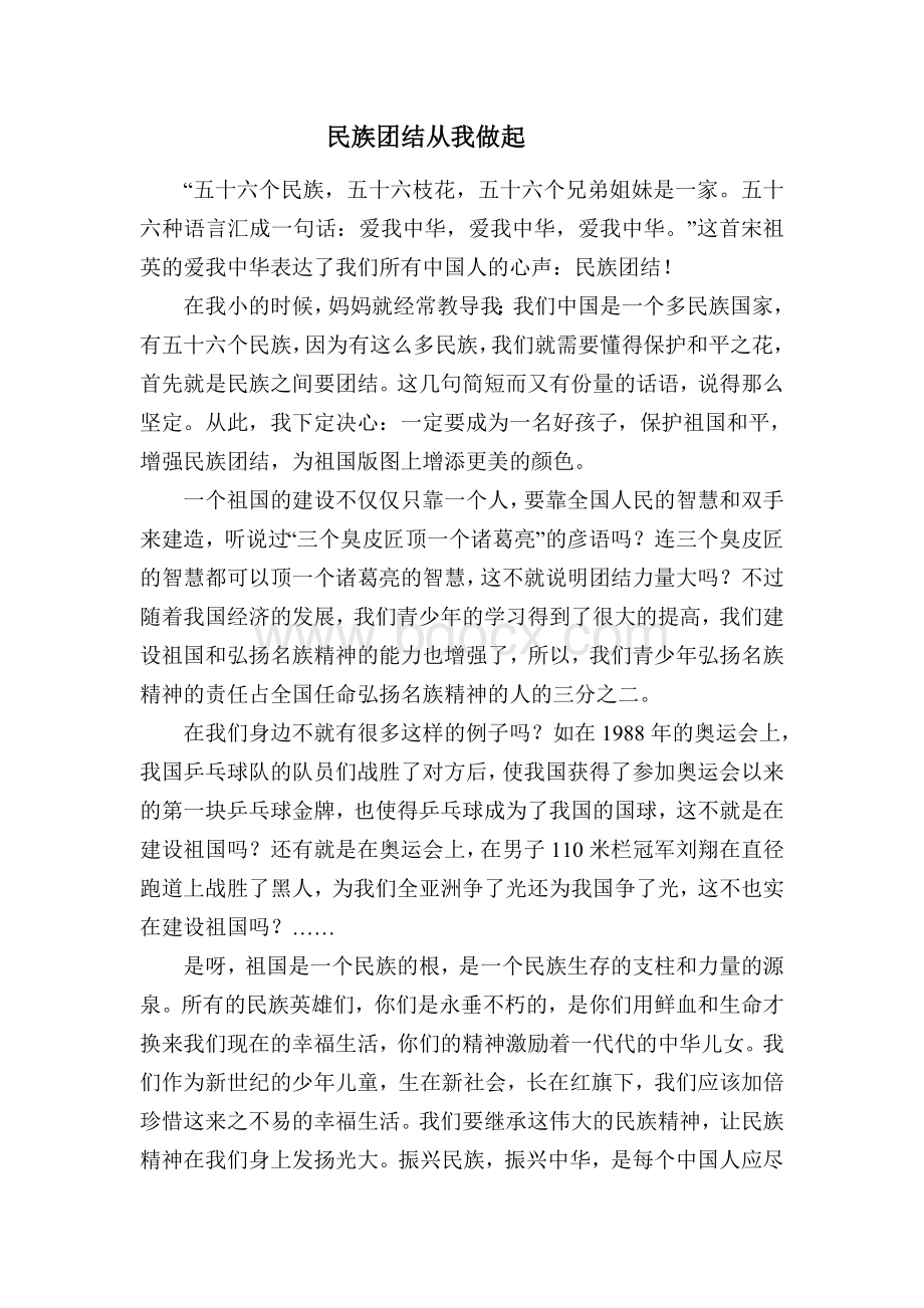 民族团结的作文Word文档格式.doc_第1页