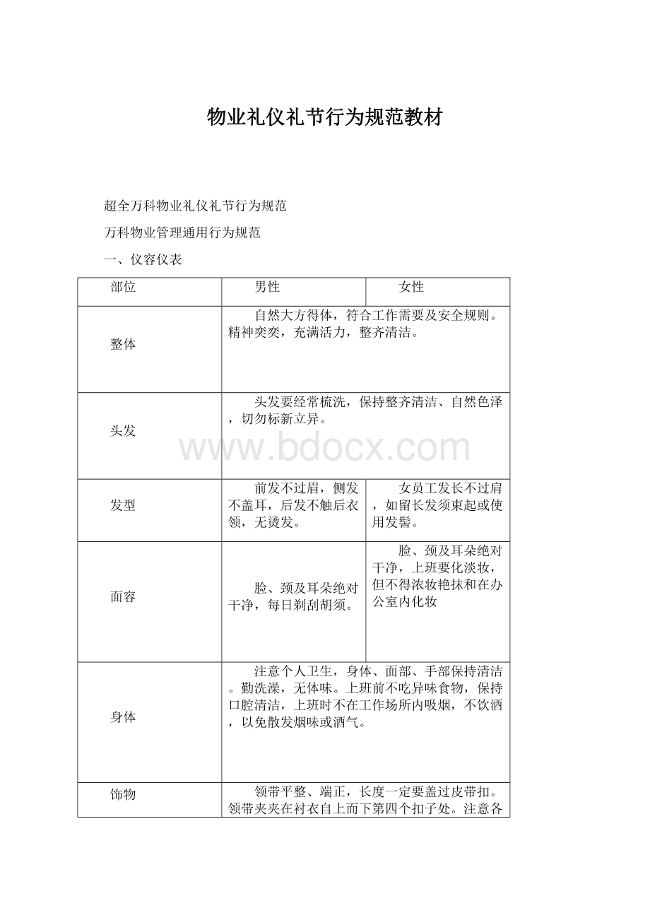 物业礼仪礼节行为规范教材.docx