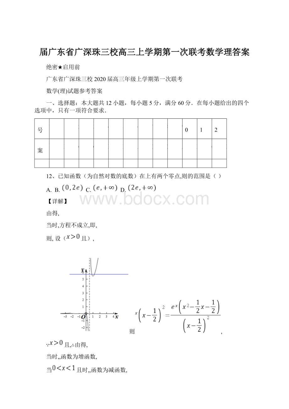 届广东省广深珠三校高三上学期第一次联考数学理答案.docx_第1页