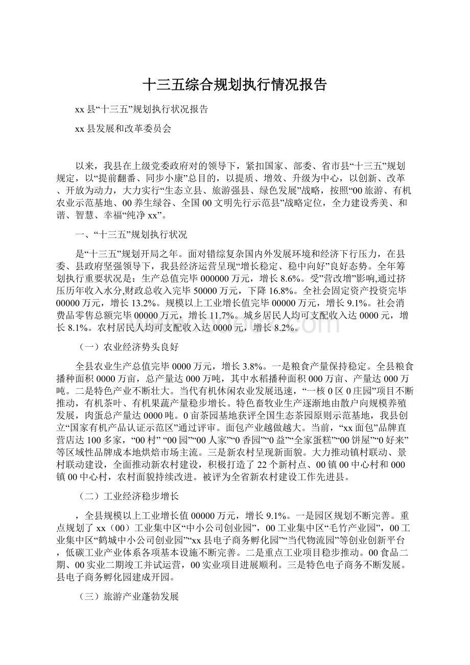 十三五综合规划执行情况报告.docx_第1页