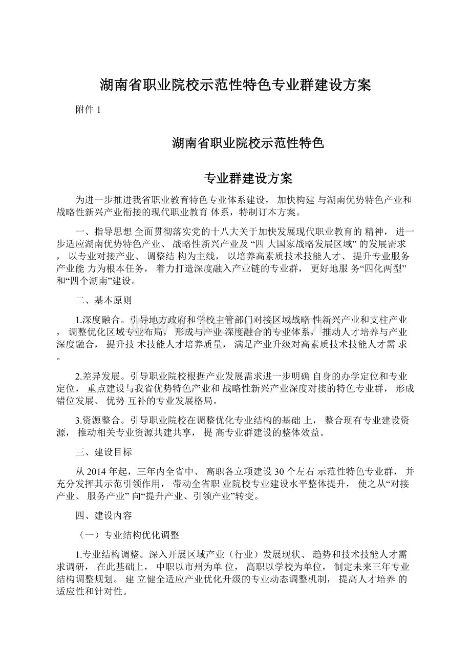 湖南省职业院校示范性特色专业群建设方案.docx