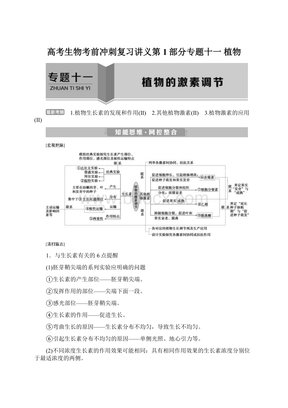 高考生物考前冲刺复习讲义第1部分专题十一 植物.docx_第1页