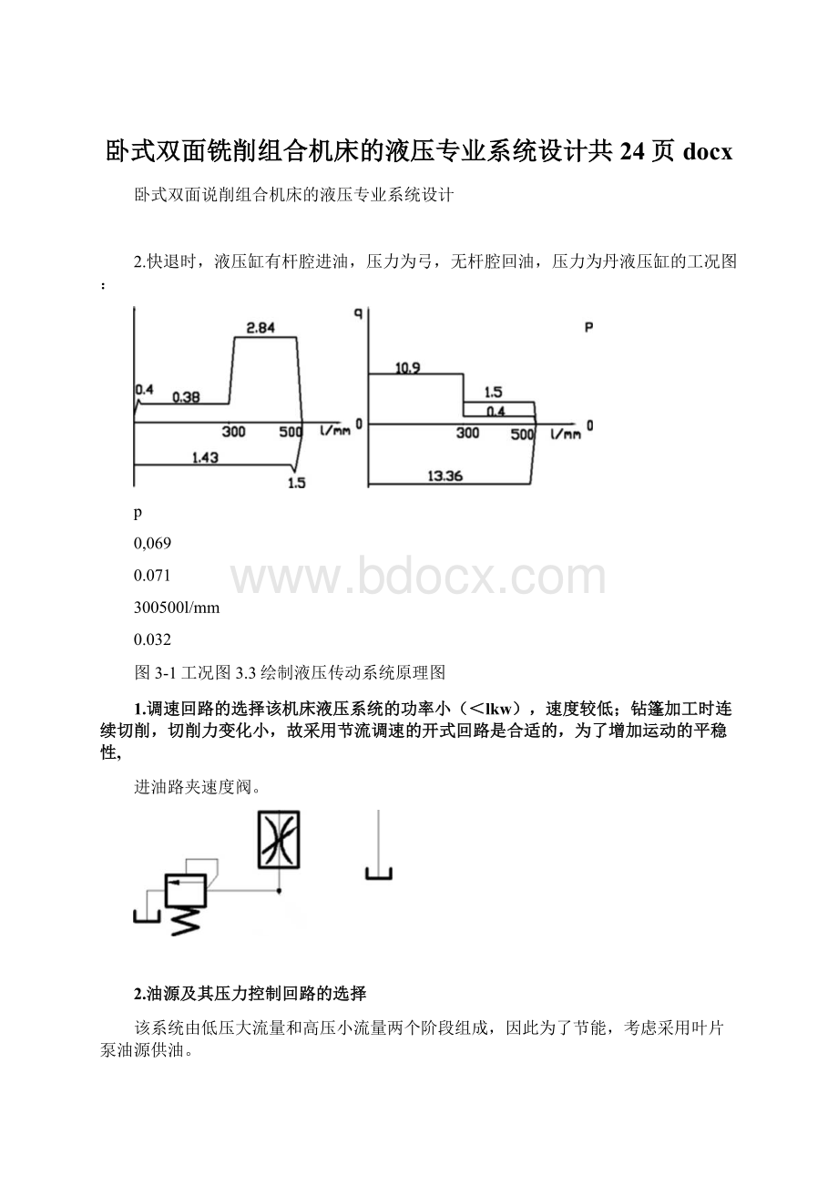 卧式双面铣削组合机床的液压专业系统设计共24页docx文档格式.docx