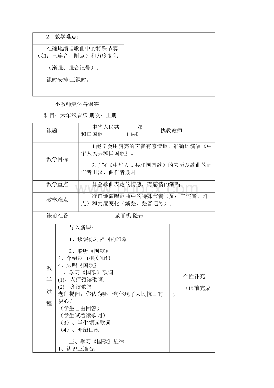 湘教版小学六年级音乐上册全册集体备课教案文档格式.docx_第2页