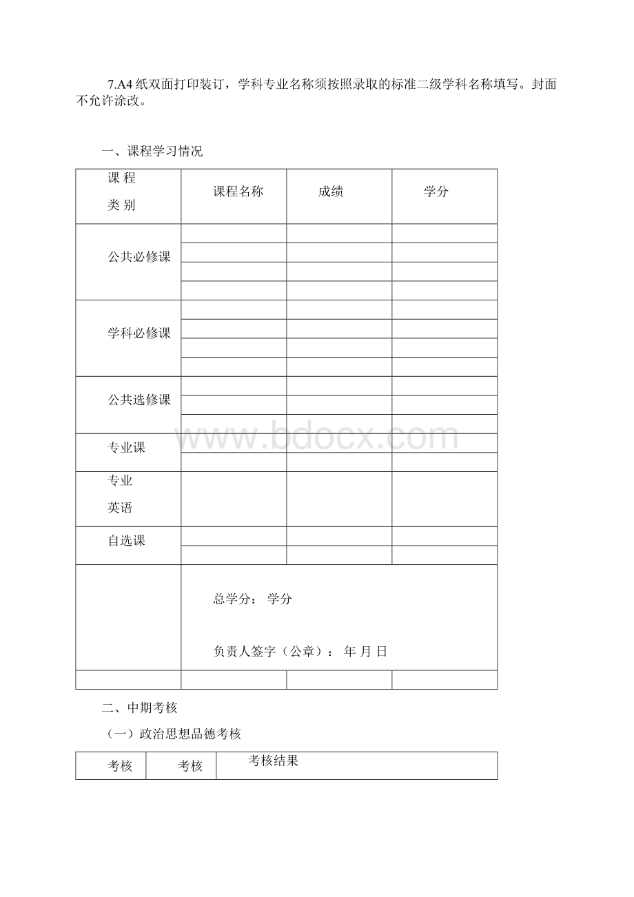 医学院研究生中期考核登记表适用全日制临床医学专业学位模板.docx_第2页