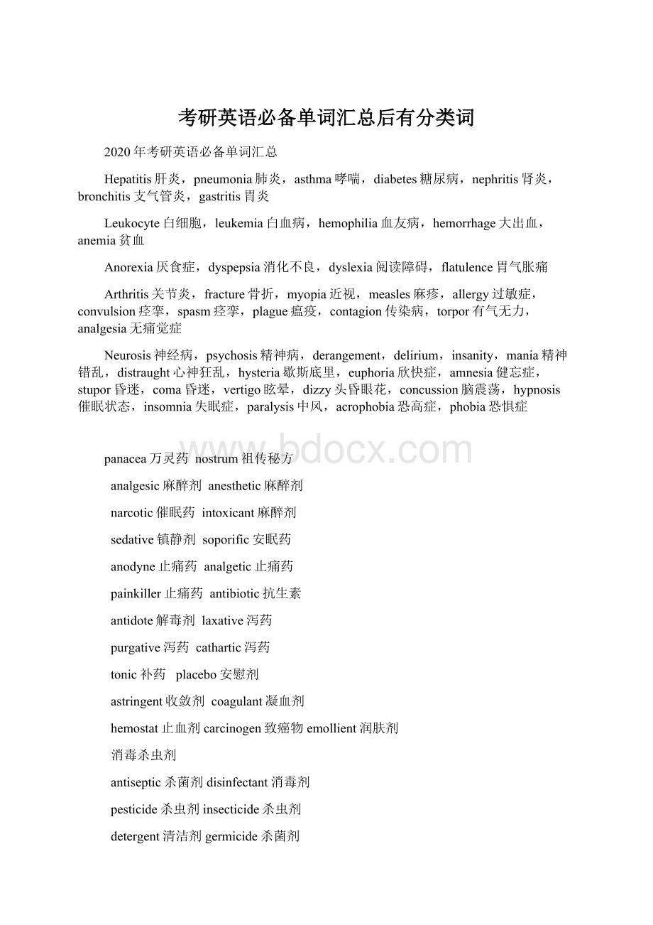 考研英语必备单词汇总后有分类词Word格式文档下载.docx