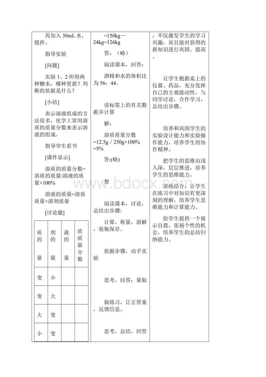 《溶液组成定量表示》课堂教案设计鲁教版doc.docx_第3页