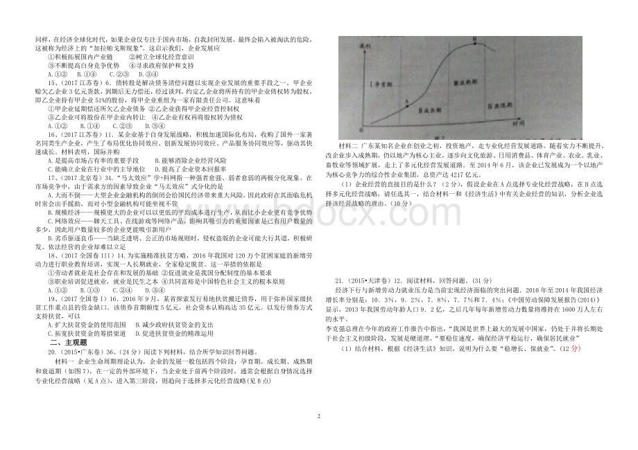 经济生活第五课企业与劳动者高考题Word文件下载.doc_第2页