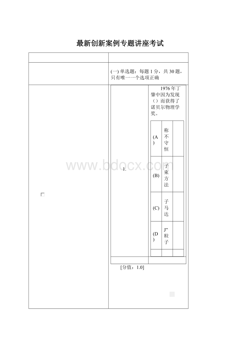 最新创新案例专题讲座考试Word文件下载.docx_第1页