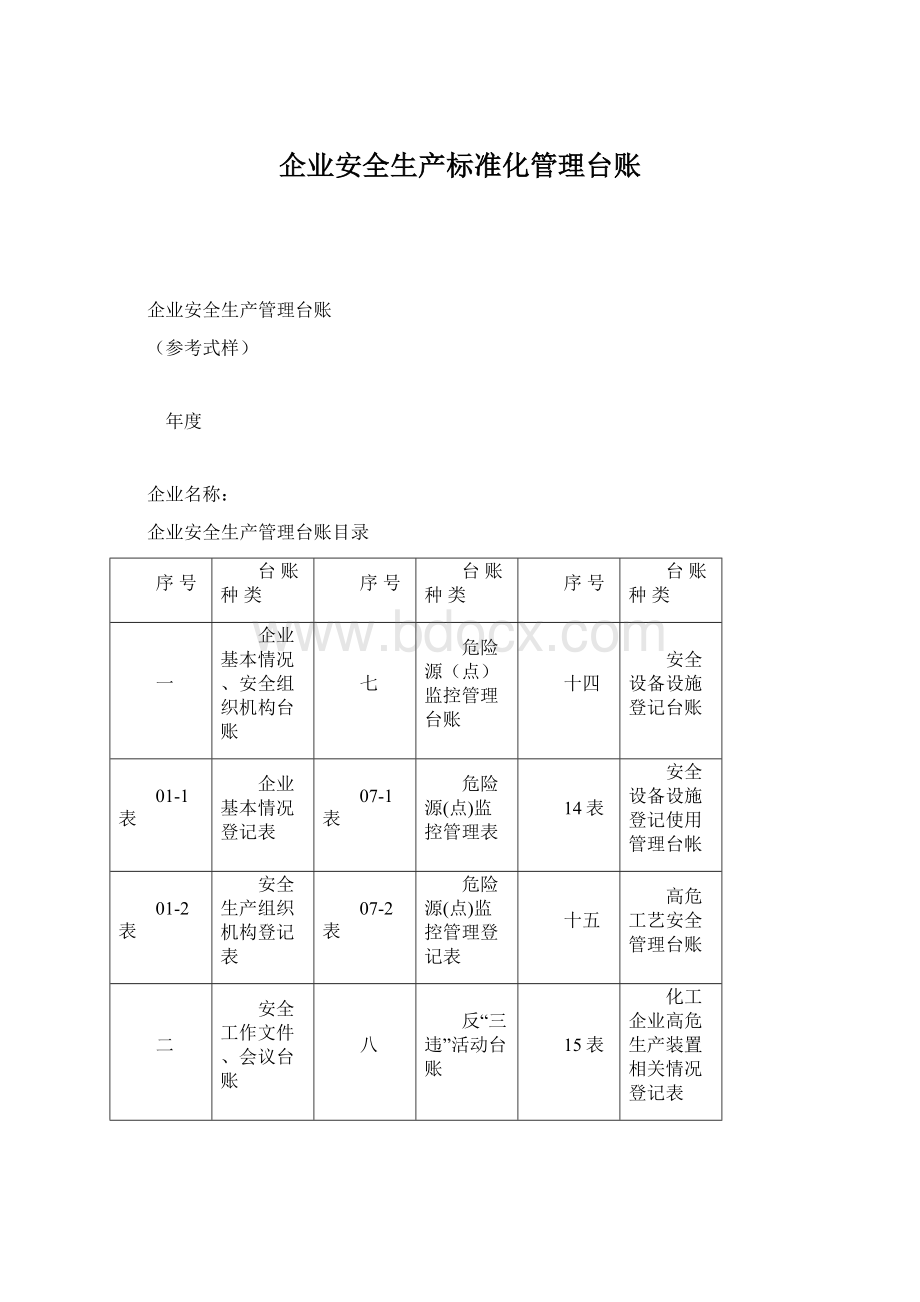 企业安全生产标准化管理台账.docx