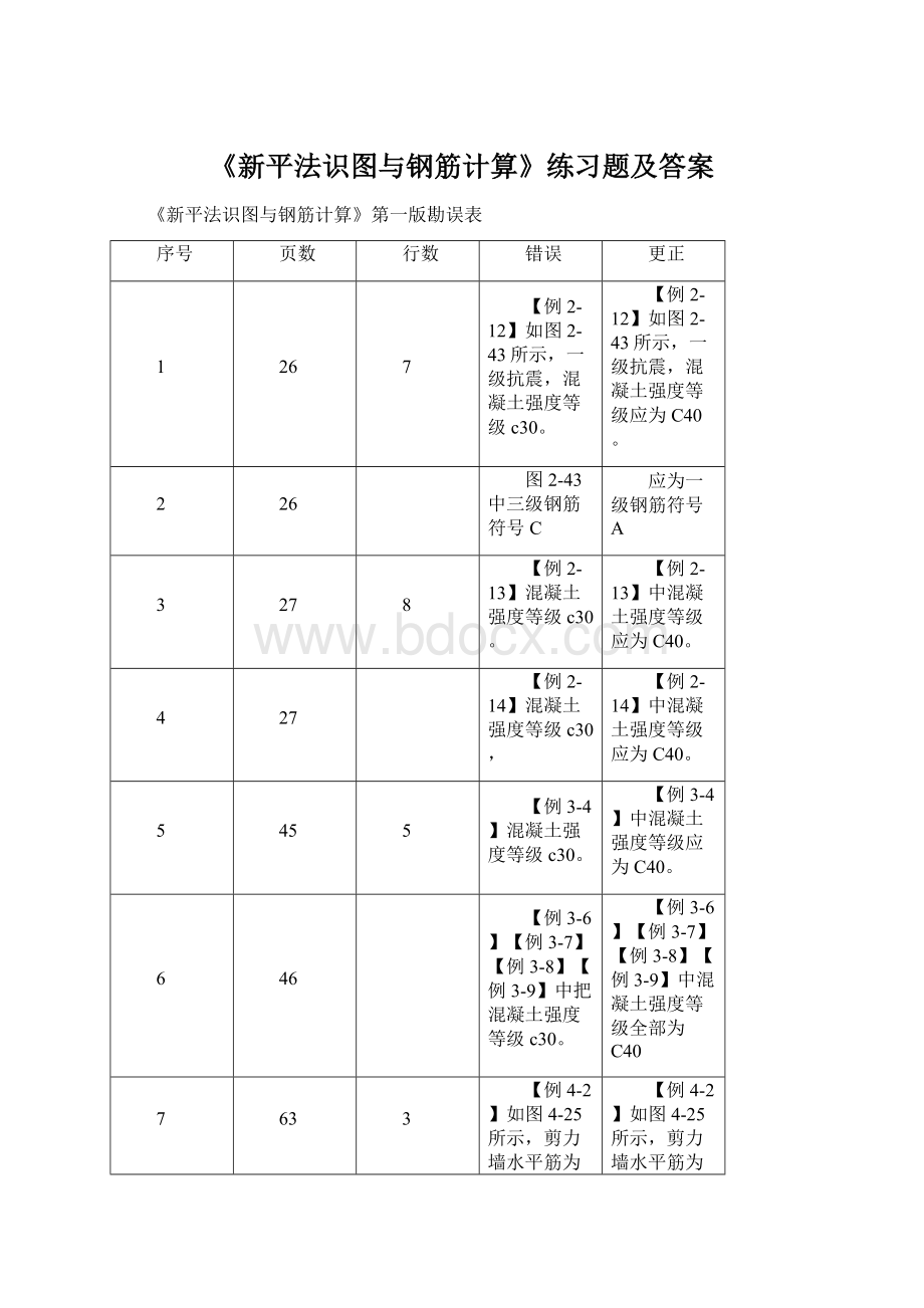 《新平法识图与钢筋计算》练习题及答案Word文档下载推荐.docx_第1页