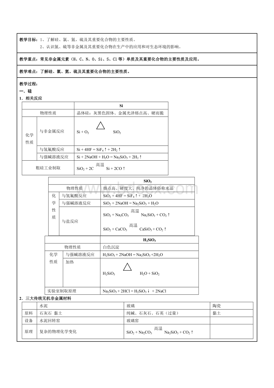 高中化学必修一第四章知识点、习题(答案).doc