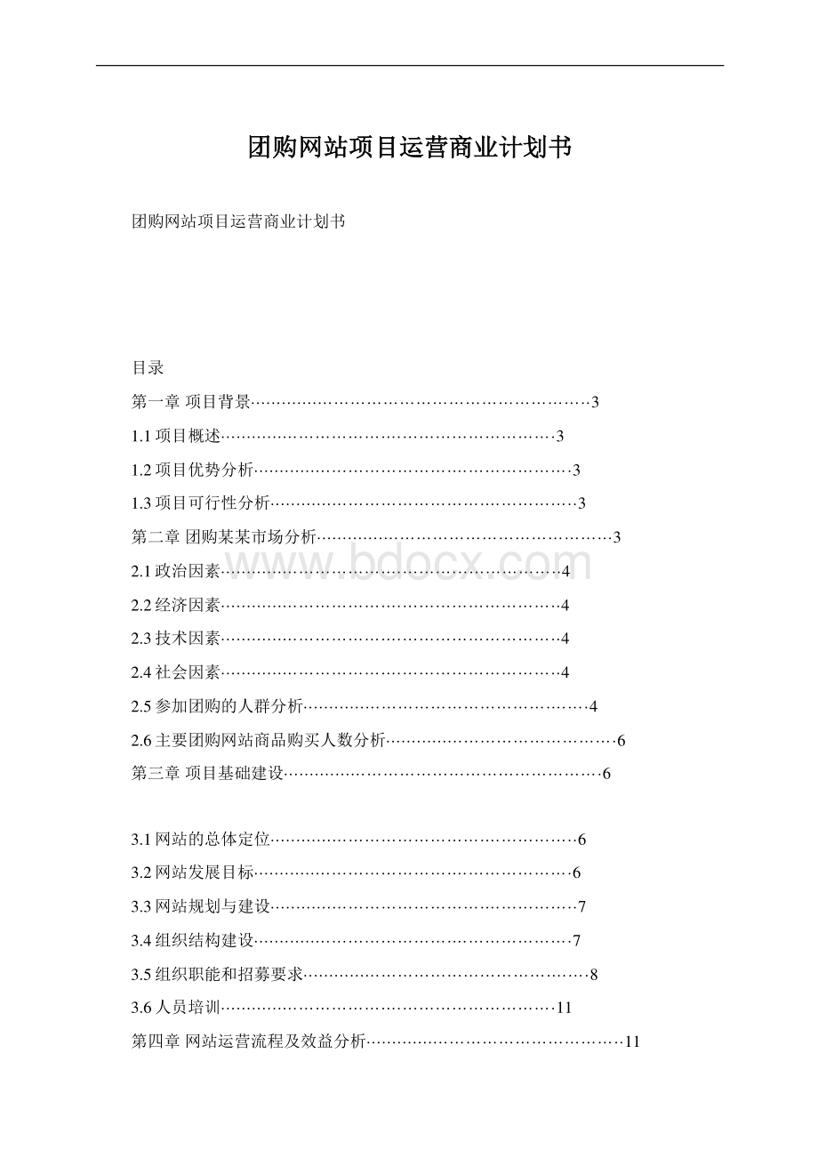 团购网站项目运营商业计划书.docx