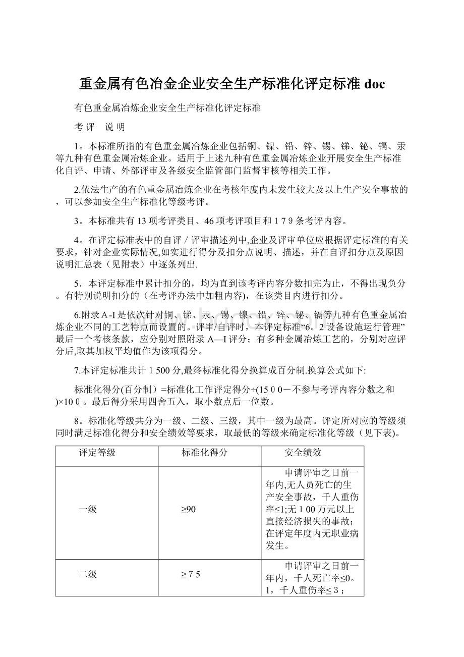 重金属有色冶金企业安全生产标准化评定标准doc.docx