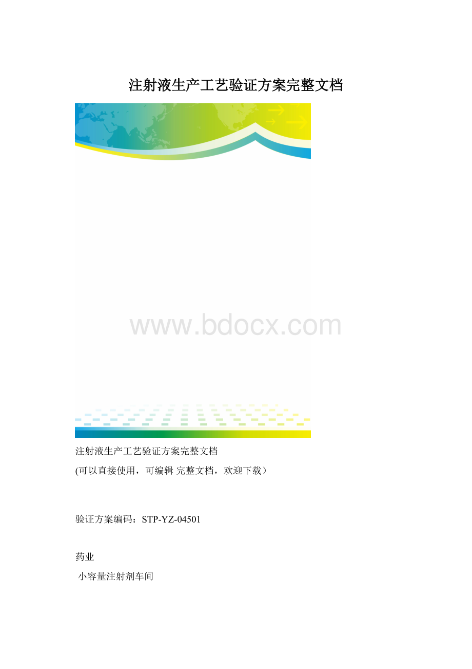 注射液生产工艺验证方案完整文档Word格式.docx