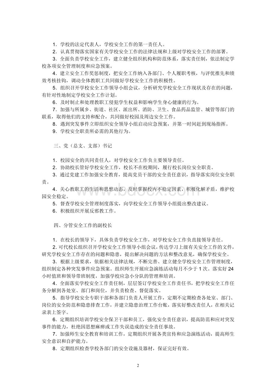 中小学校各个岗位安全责任工作细则(编辑)Word下载.doc_第2页