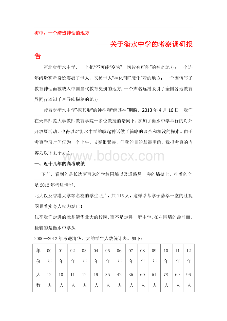 衡水中学考察报告Word格式文档下载.doc_第1页