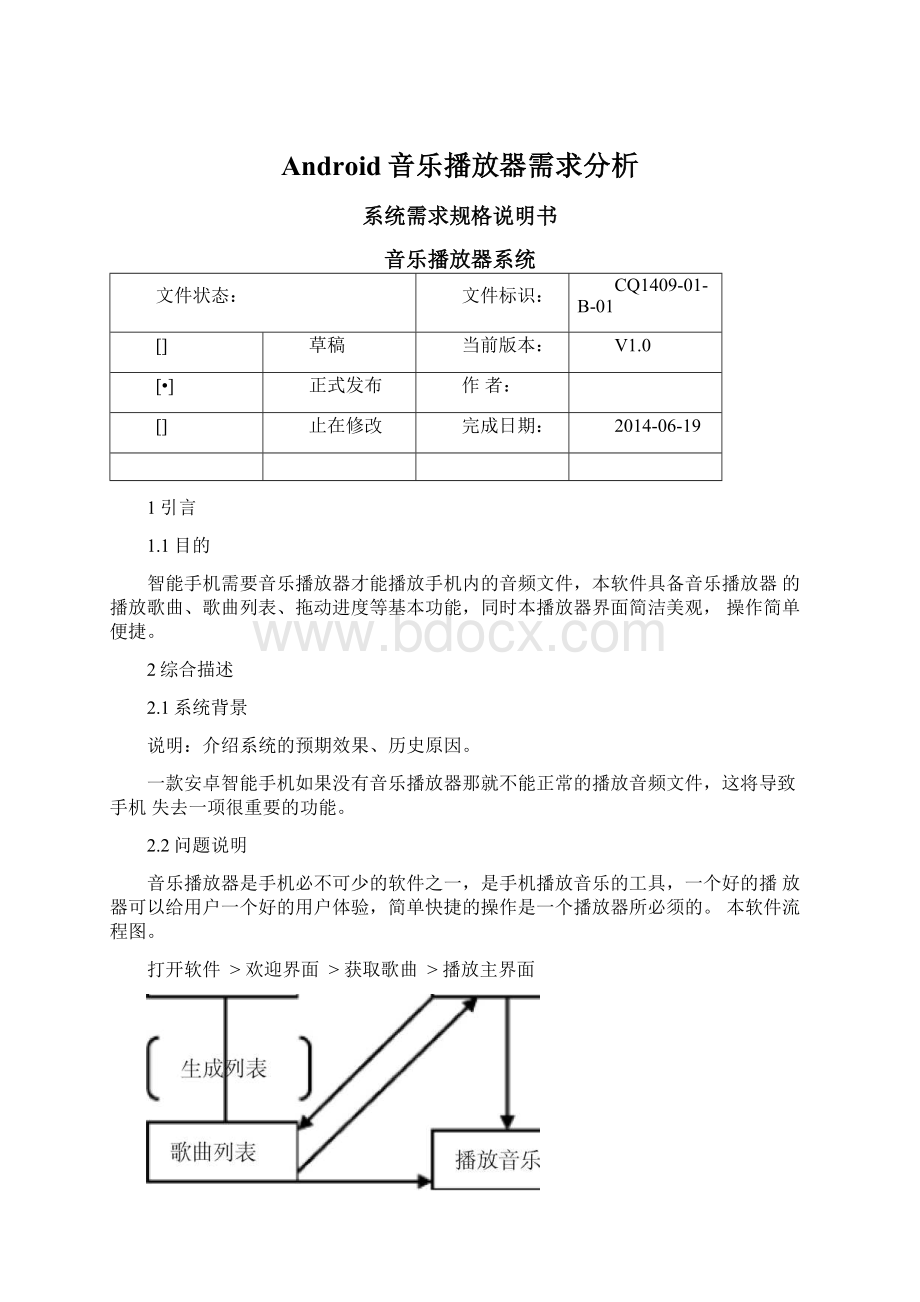 Android音乐播放器需求分析.docx