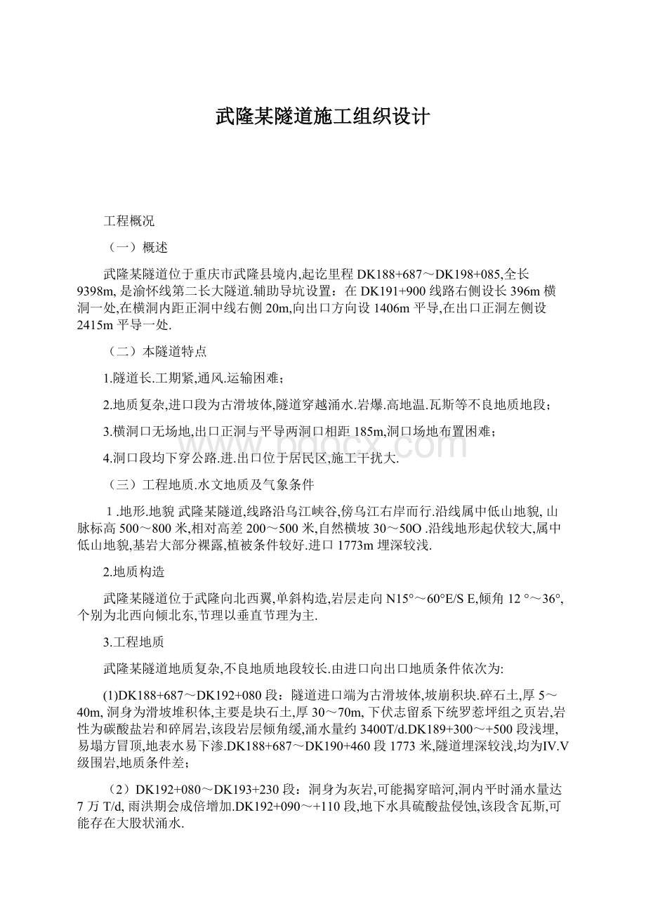 武隆某隧道施工组织设计.docx