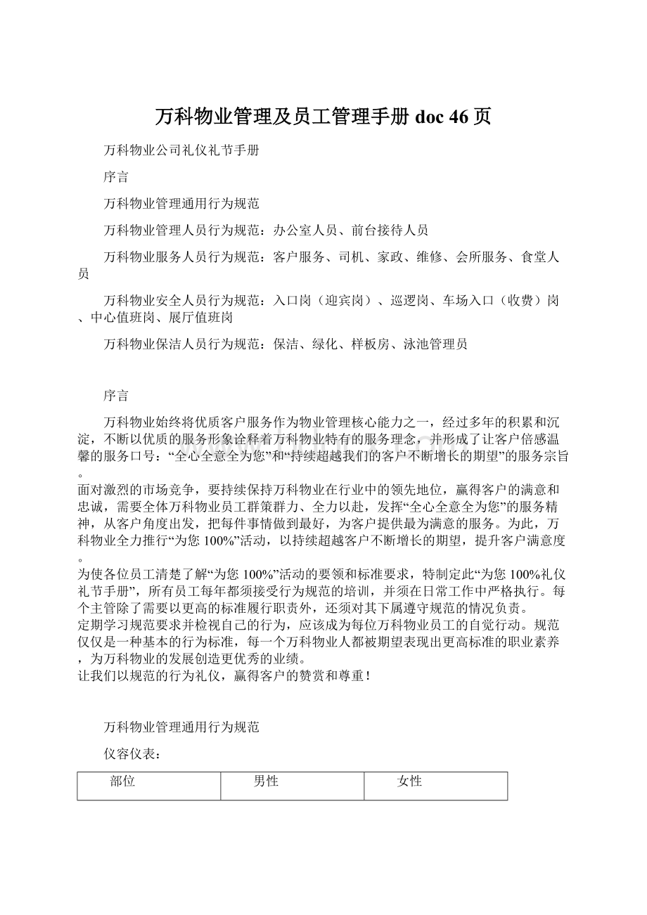 万科物业管理及员工管理手册doc 46页Word格式.docx_第1页