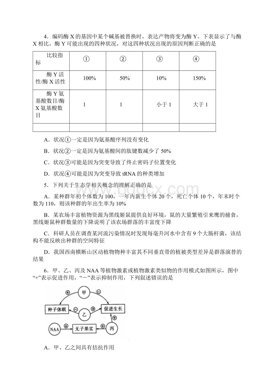 高三模拟考试理综试题含答案Word文档下载推荐.docx_第2页