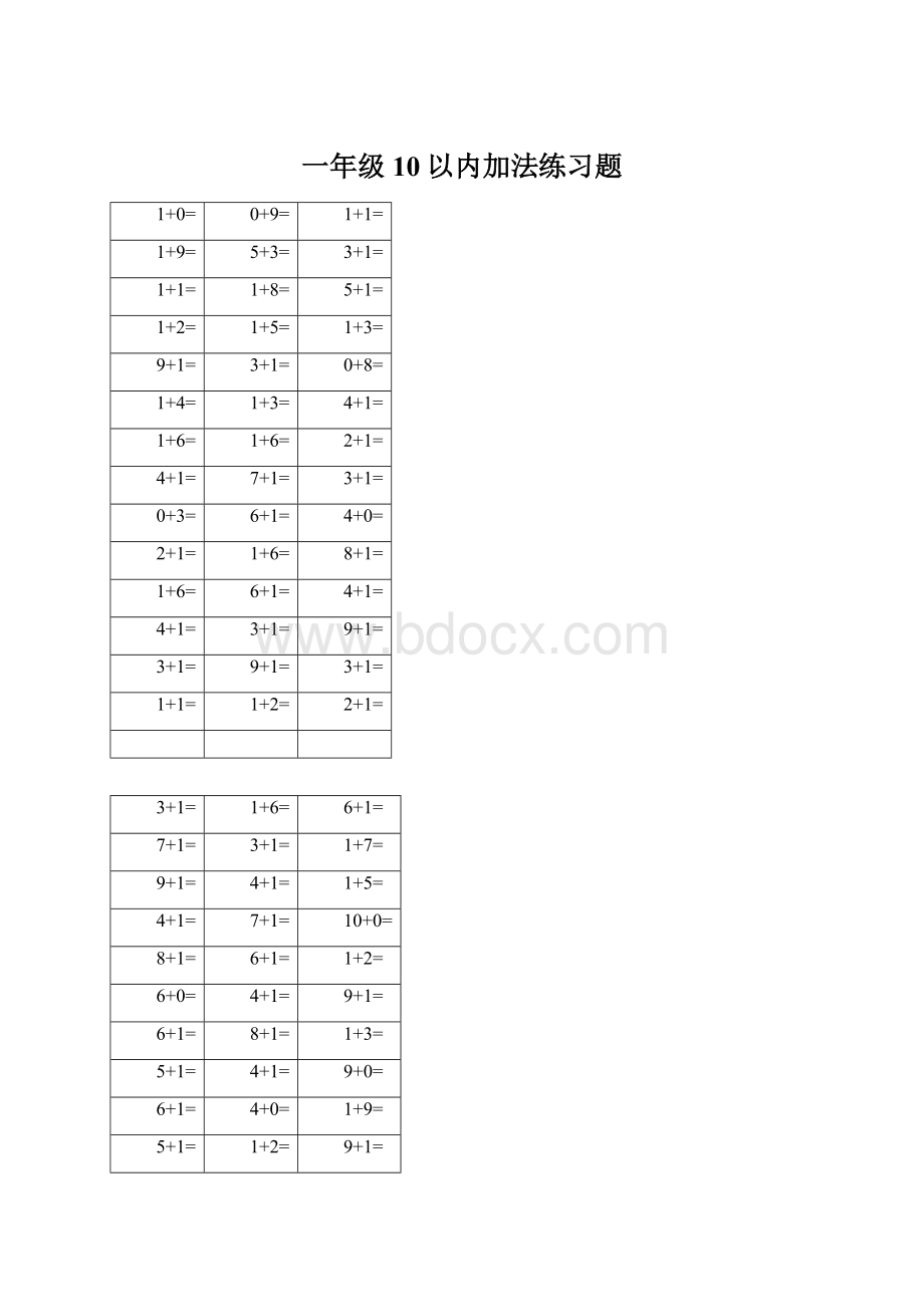 一年级10以内加法练习题Word文件下载.docx_第1页