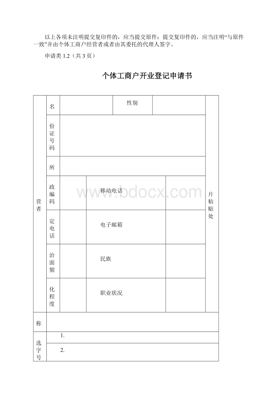 个体工商户登记文书格式规范Word文件下载.docx_第3页