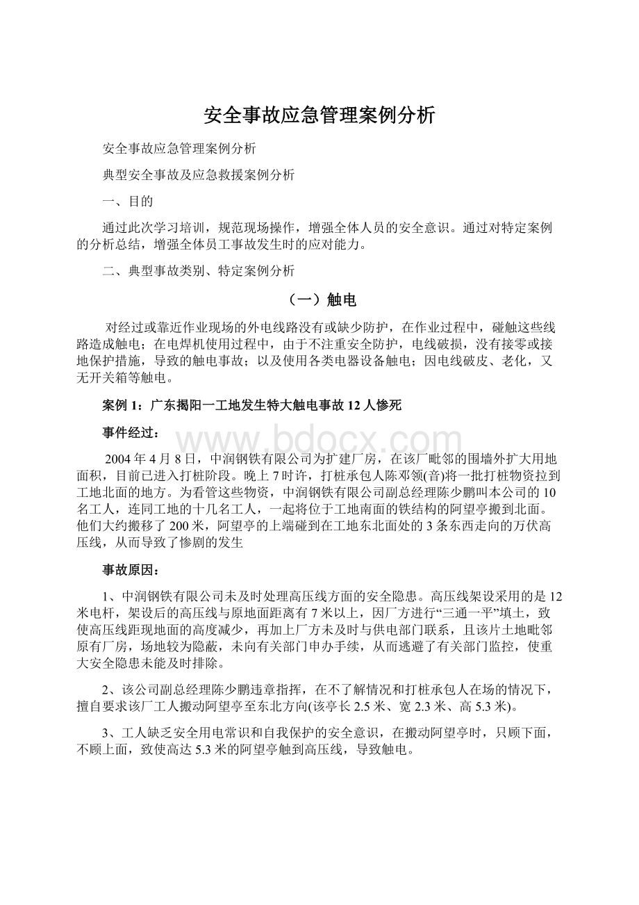 安全事故应急管理案例分析文档格式.docx