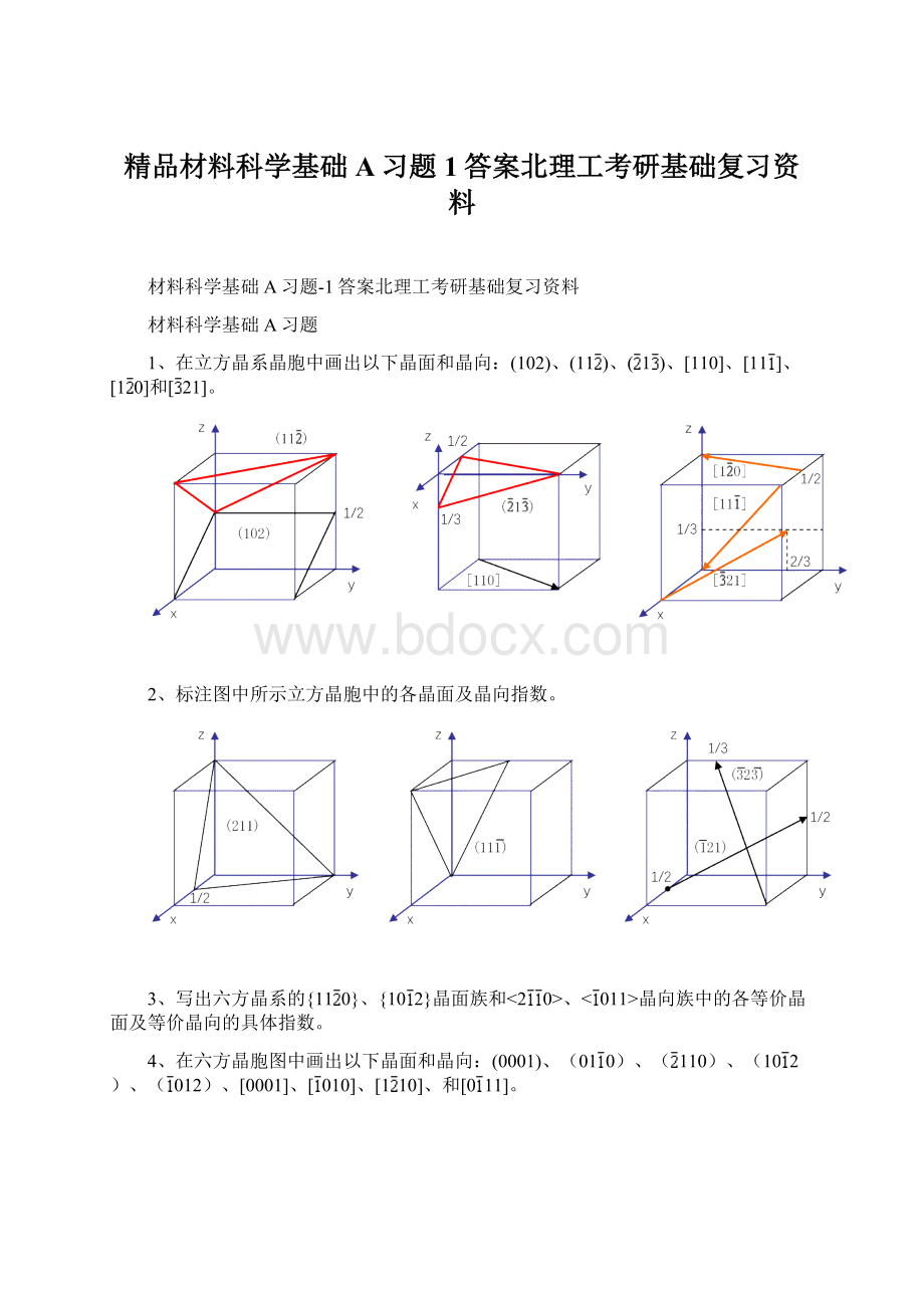 精品材料科学基础A习题1答案北理工考研基础复习资料.docx_第1页