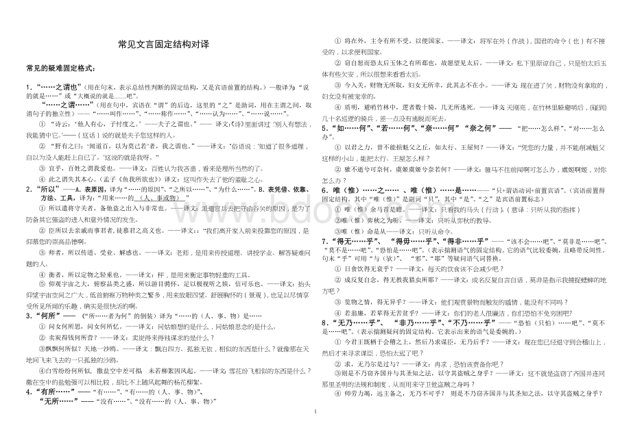 文言文固定句式翻译Word文档下载推荐.doc