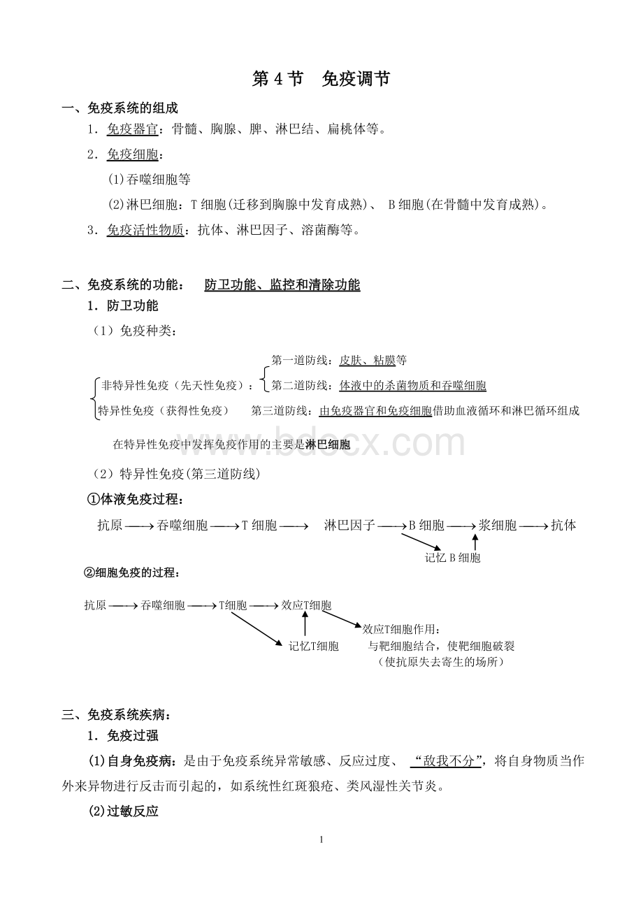 高中生物必修三免疫调节知识点汇总.doc