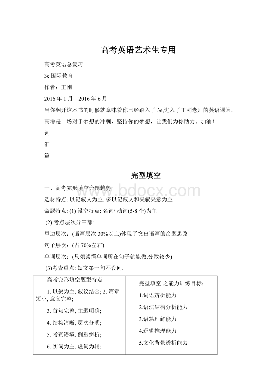 高考英语艺术生专用Word文件下载.docx_第1页